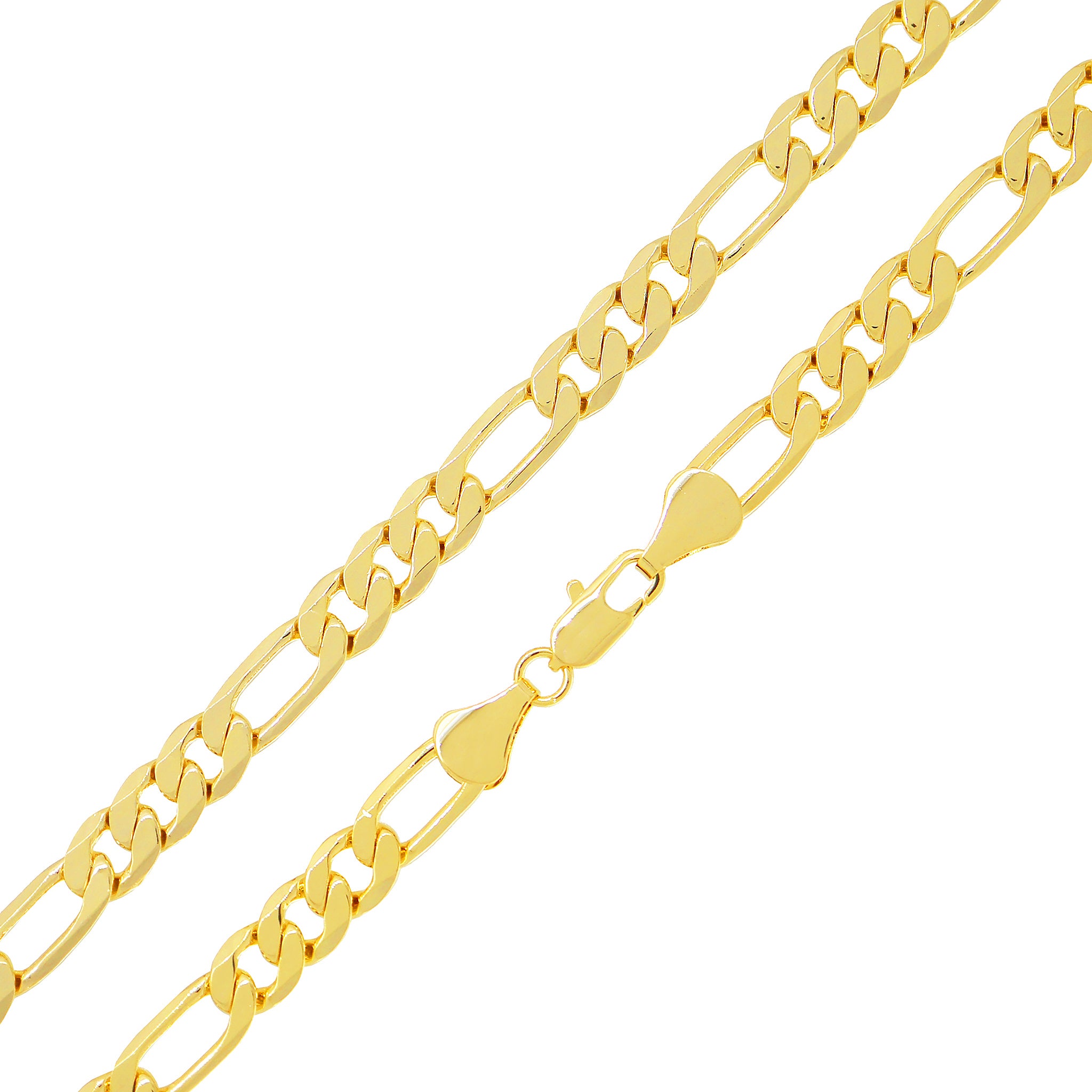 Gold diamond cut hot sale figaro chain